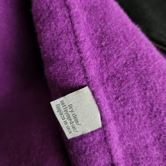 Calvin Klein Womens Black Angora Wool Blend Half Sleeve Overcoat Size XL Zipper - Picture 10 of 14